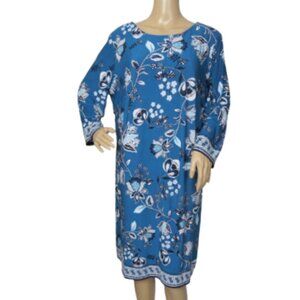 Sandra Darren Floral Dress in Teal Blue